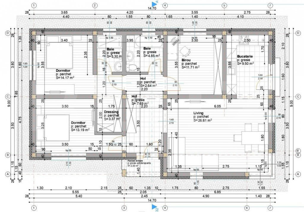 Casa de vanzare, 4 camere, 107 mp, 8 arii de teren, zona de