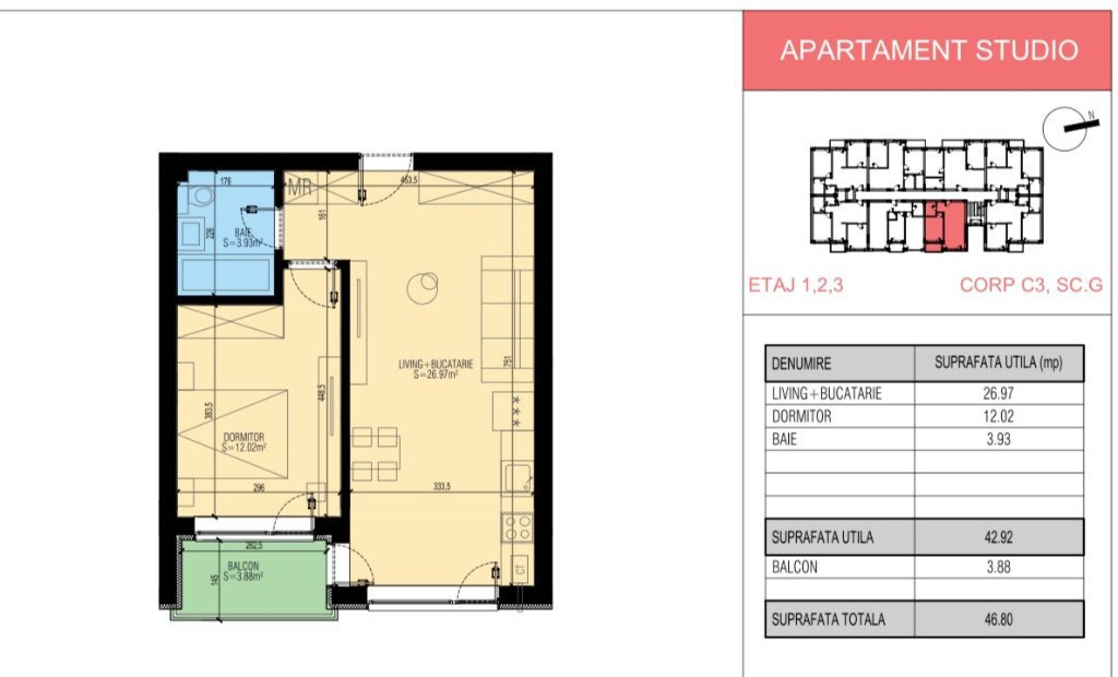 Apartament tip studio 47mp - Soseaua Leordeni