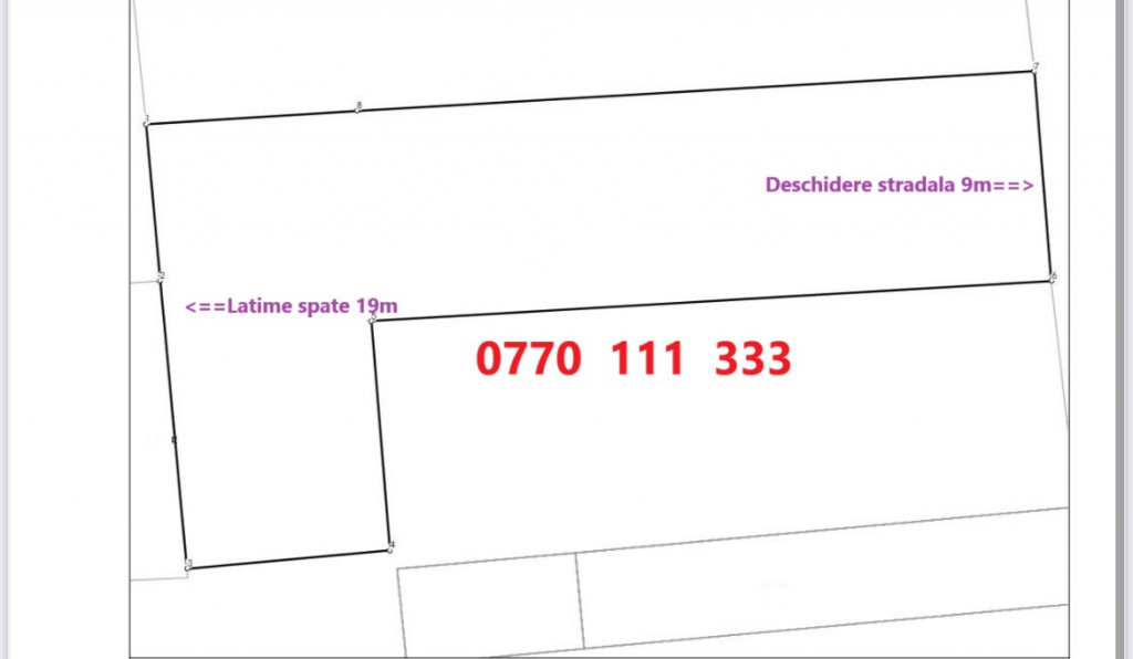 SUPER PRET Teren 210 mp deschidere 10 m zona Centrala 119Eur