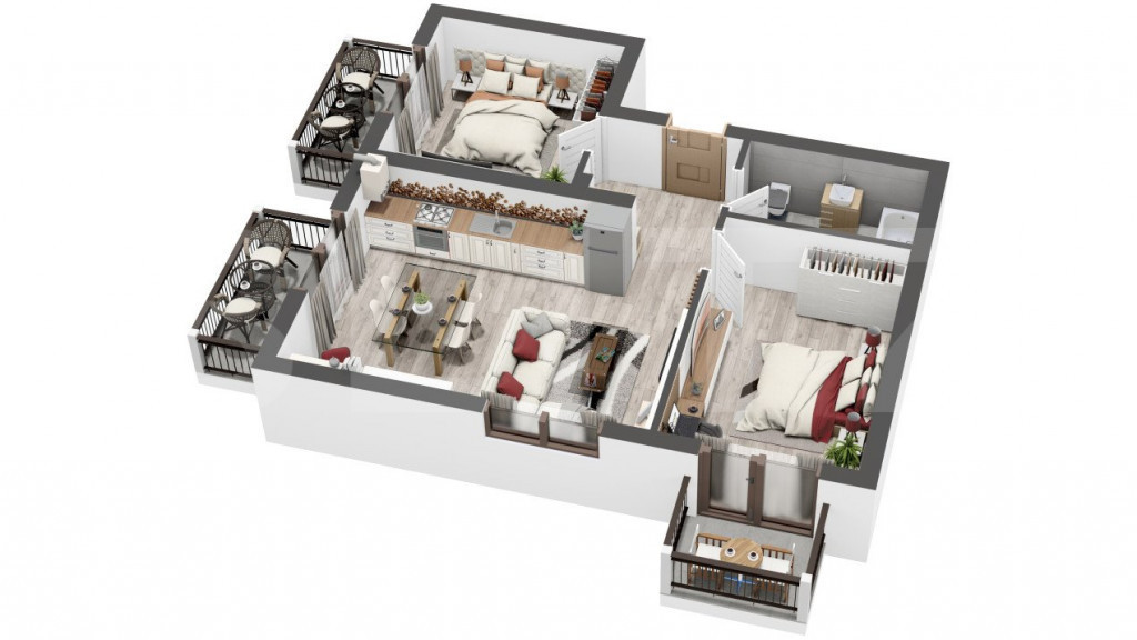 Apartament modern, 3 camere, 61 mp, spațios și versatil, z