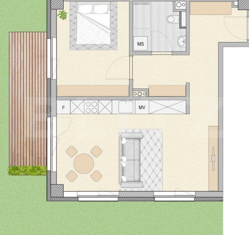 Apartament de vanzare, cu 2 camere, grădina 72 mp, zona sem