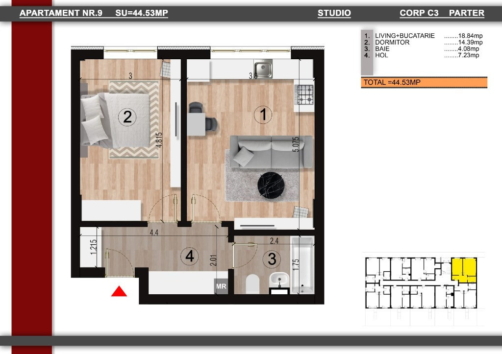 Apartament 2 camere, parter inalt, metrou Berceni/Dimitrie Leonida