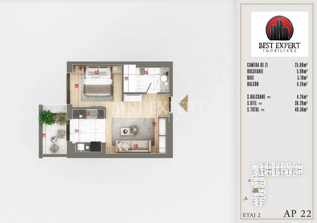 Garsoniera moderna decomandata Direct Dezvoltator