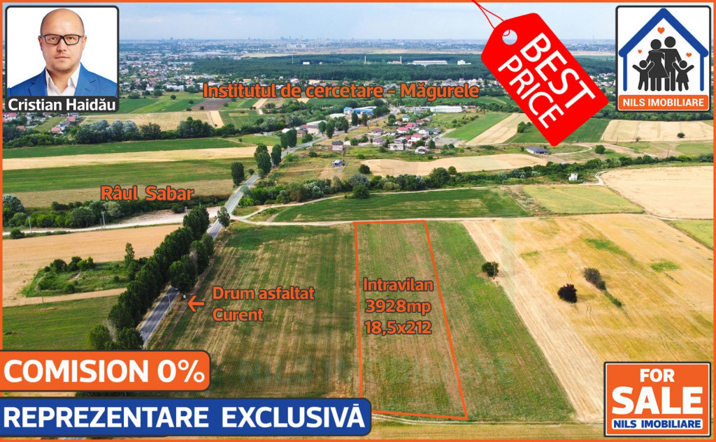 Teren 3928mp (18x212) | 23e/mp | Magurele | Intravilan