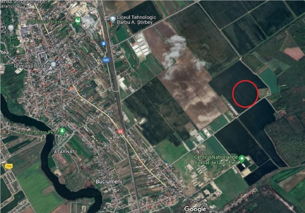 Buftea – Teren intravilan 17500 mp, deschidere 53 m