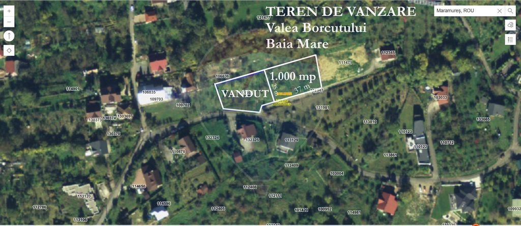 Teren 1,000mp Baia Mare / Strada Valea Borcutului