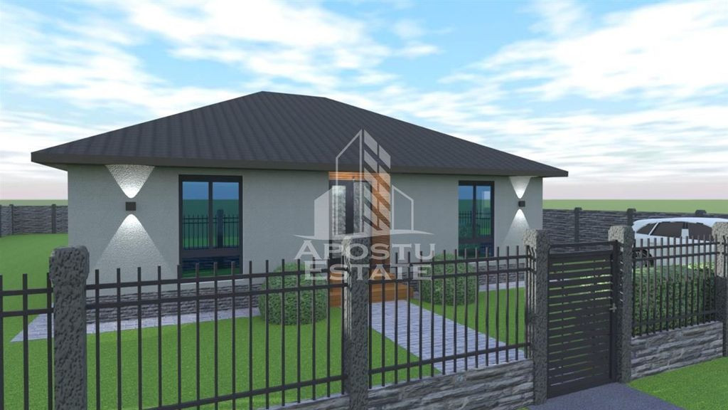 Casa individuala pe parter, 4 camere si 2 bai, 500 mp teren