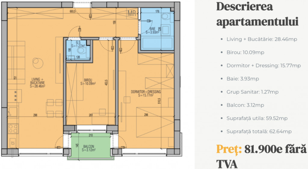 Apartament 3 camere familie