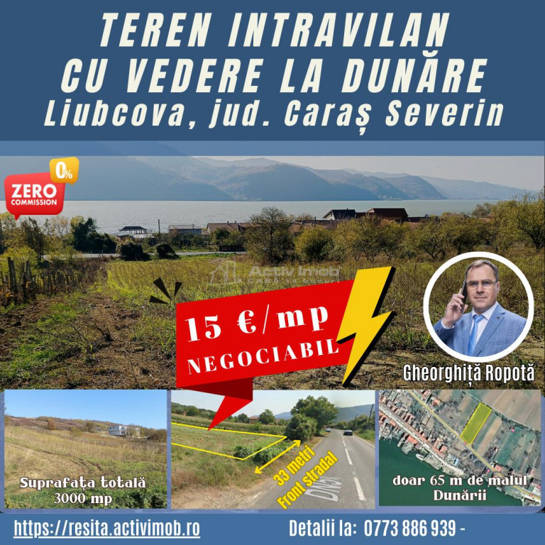 Teren Intravilan langa Dunare! Disponibil la 15 Euro/mp