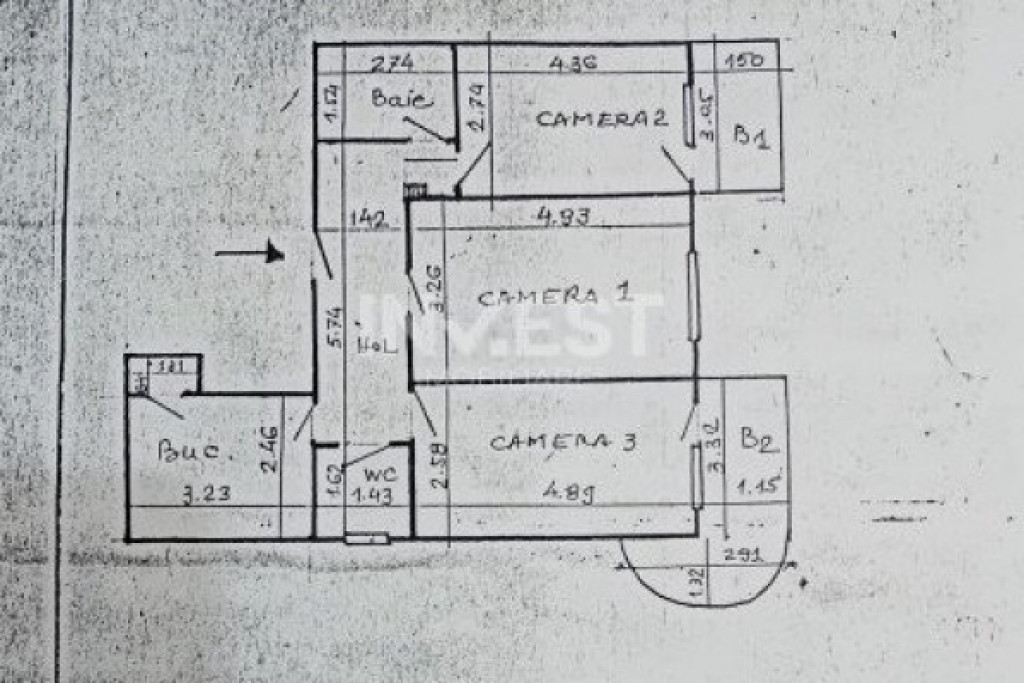 Apartament 3 camere, etajul 1, Gara- Fostul Billa