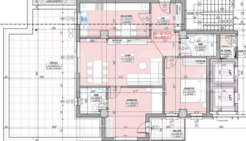 COMISION 0! Penthouse cu 3 camere, 80 mp+48 mp terasa, T. Vu