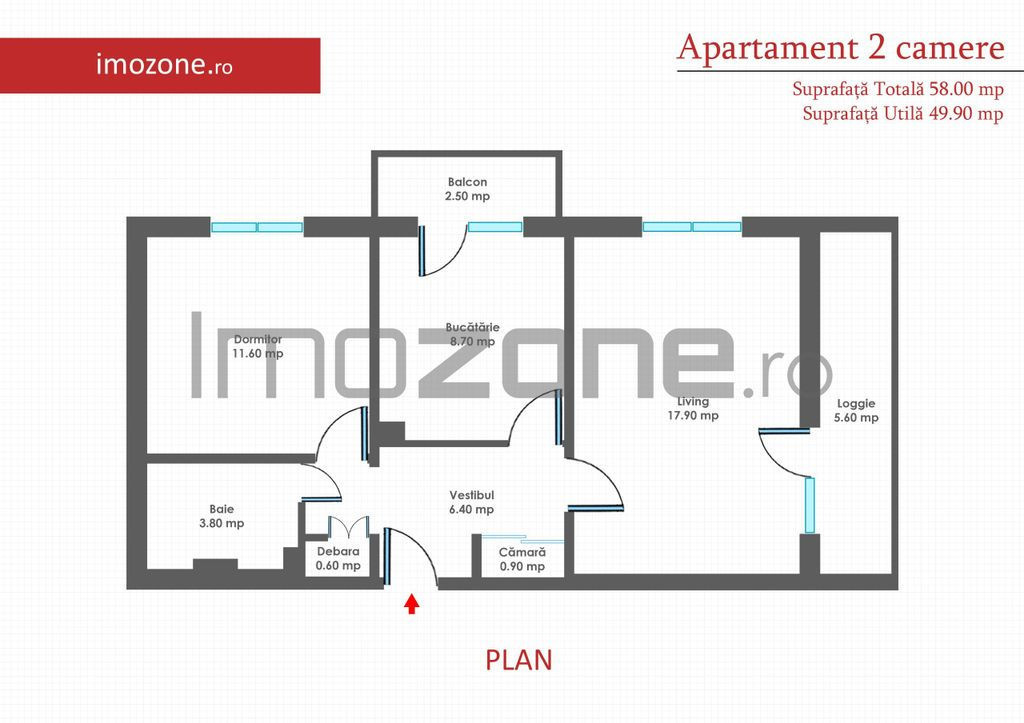 Apartament 2 camere decomandat, constructie 1981, 2 balco...