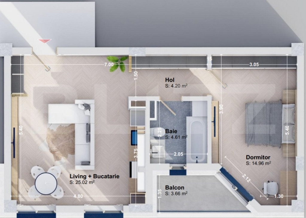 Apartament de lux cu 2 camere, 52,46 mp, zona Rediu