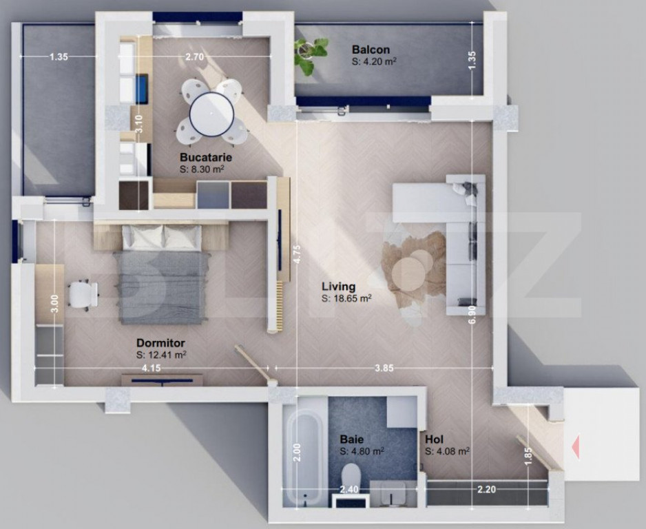 Apartament de lux cu 2 camere, 57,03 mp, zona Rediu