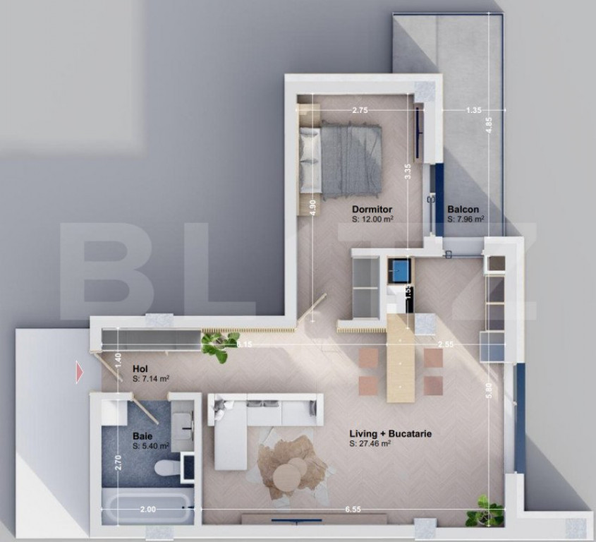 Apartament de lux cu 2 camere, 59,96mp, zona Rediu