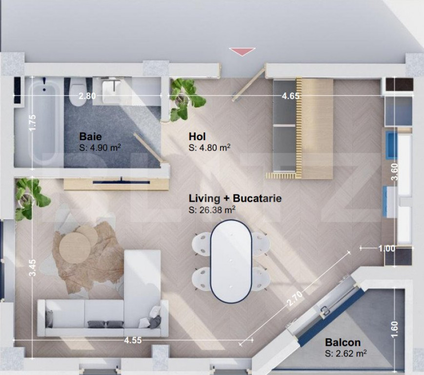 Apartament de lux cu 1 cameră, 38.71 mp, zona Rediu