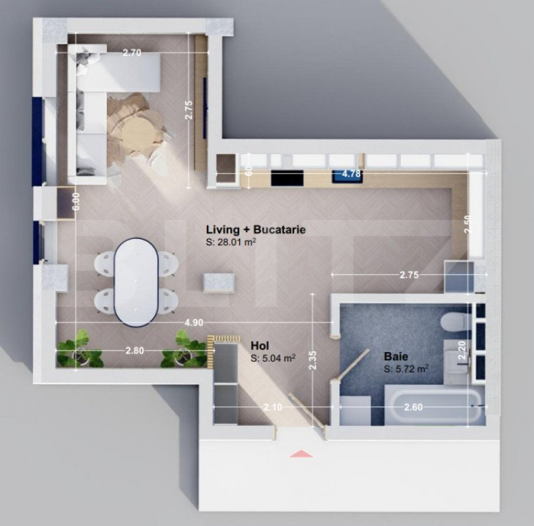 Apartament de lux cu 1 cameră, 38.85 mp, zona Rediu