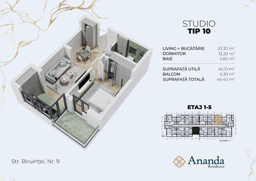 Studio spatios, ideal investitie, direct dezvoltator