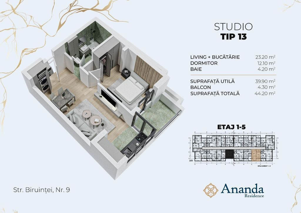 Studio spatios, ideal investitie, direct dezvoltator