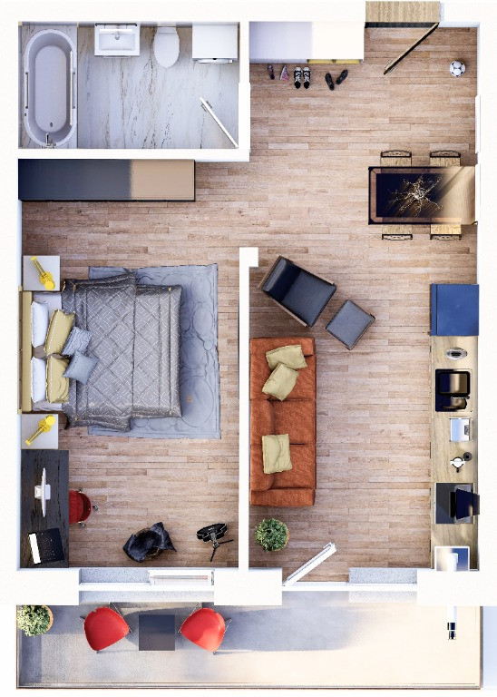 Apartament tip STUDIO, 44mp, parter, Subcetate City 2, DEZVOLTATOR.