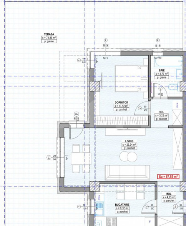 Apartament 2 camere, 58 mp, cu terasa de 75 mp, plata la dez