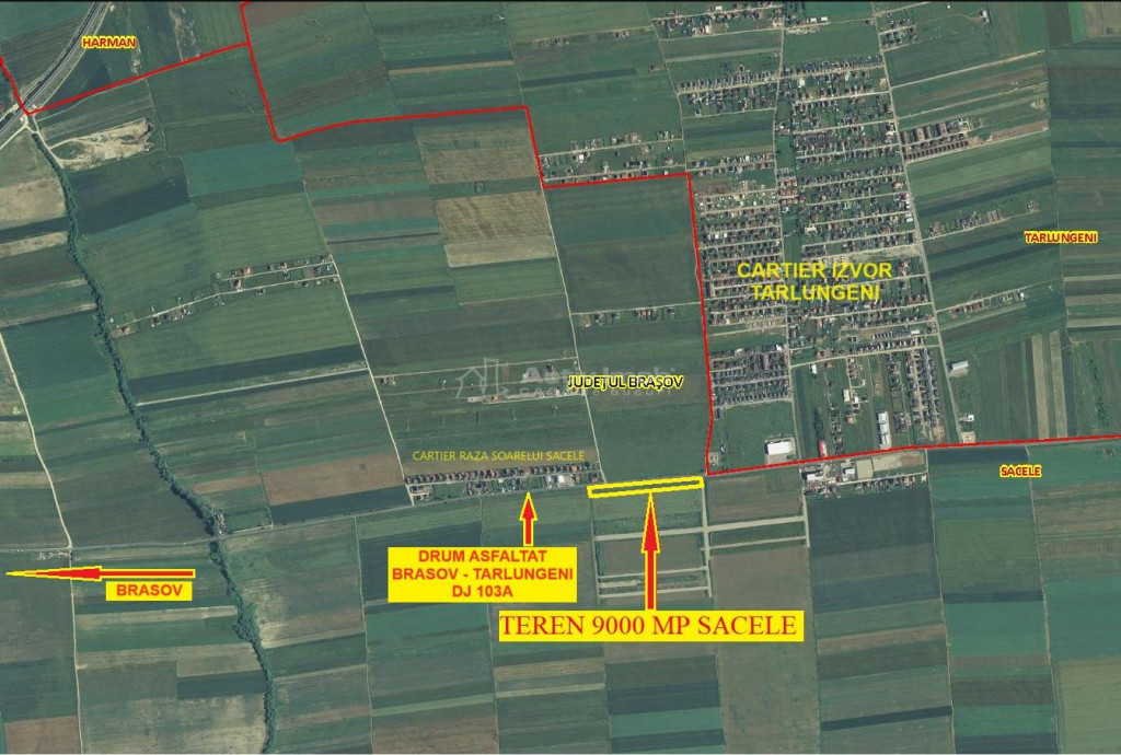 9000 m2 Izvor, front 350m la sosea, utilitati aproape, super