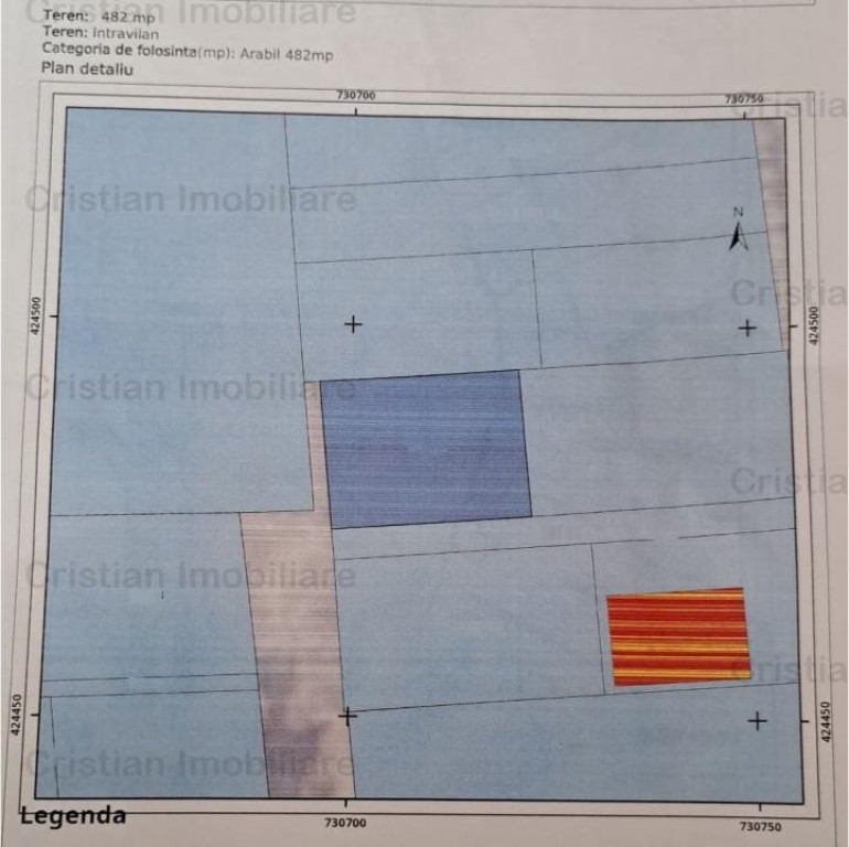Teren intravilan Chercea, suprafata 482 mp deschidere 24 m