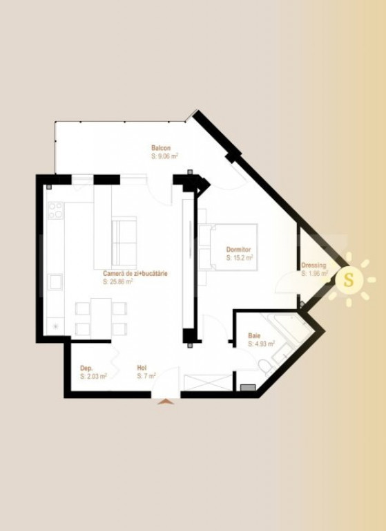 Apartament 2 camere, 57 mp + balcon 10 mp, Tva inclus, zona