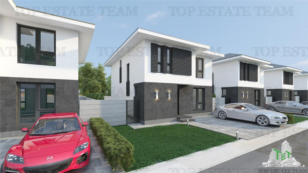 Vila moderna individuala cu 4 camere , 3 bai , Living open s