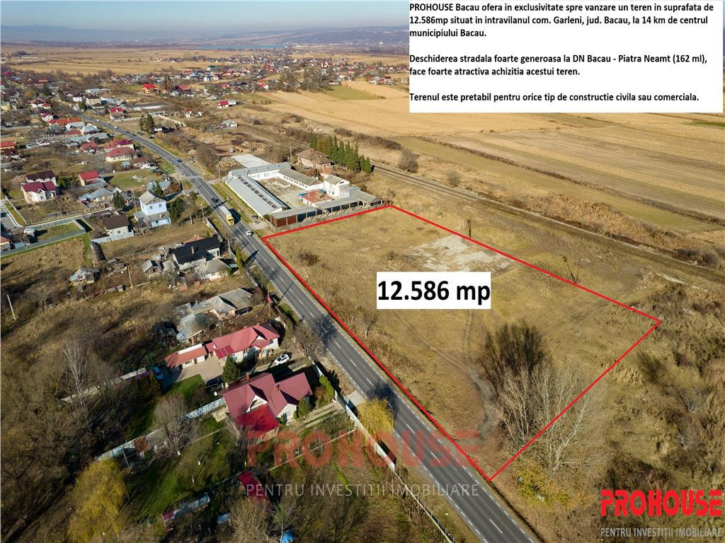 Teren 12.586mp - DN15 - Bacau - Buhusi - deschidere 162ml
