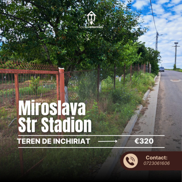 Teren 800 mp de închiriat – Miroslava, Iași | Ideal pent