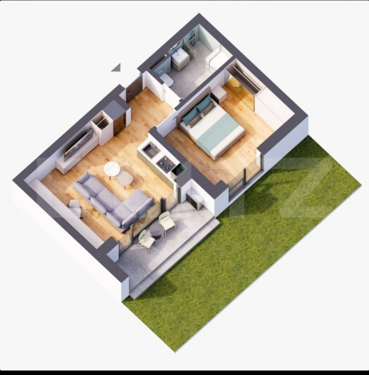 Apartament de 2 camere cu gradina, Giroc