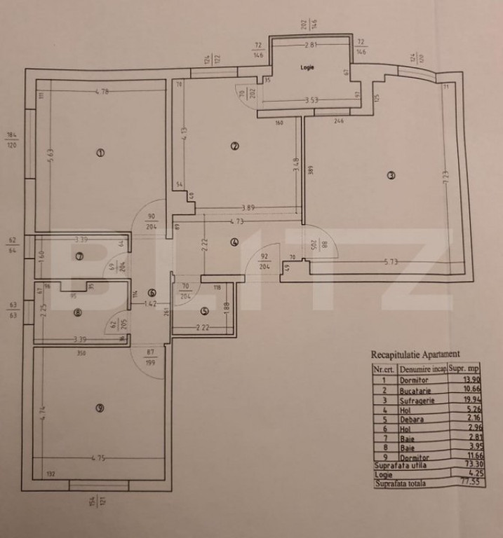 Apartament de vanzare cu 3 camere, 77.5 mp, zona liceul de