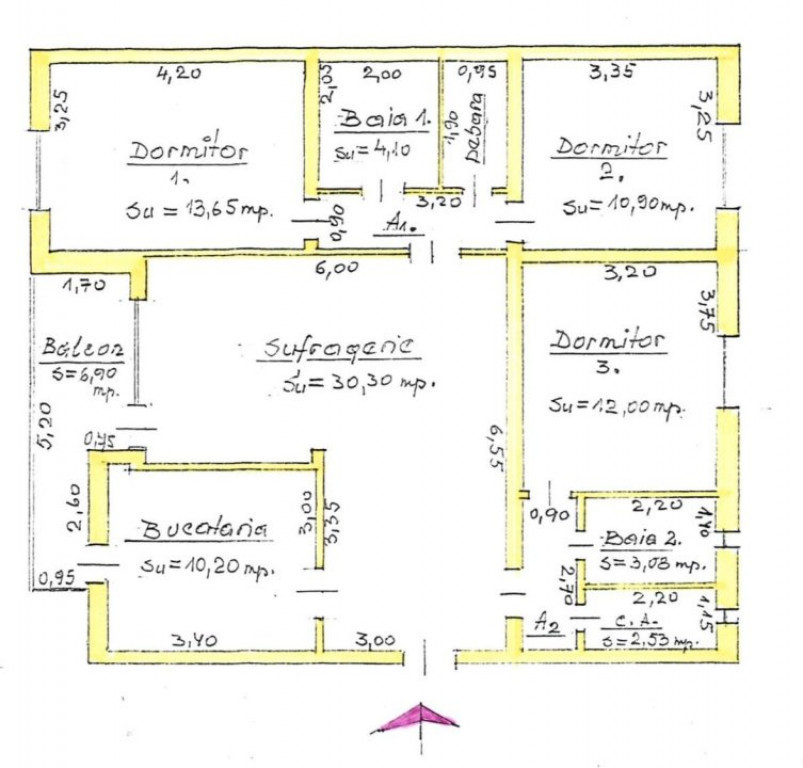 Apartament spațios, 4 camere , 94 mp , CENTRAL – Zona Pol