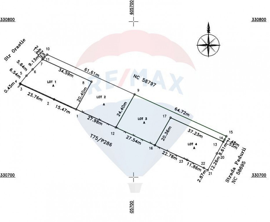 Teren 3157mp intravilan - 4 Loturi - de vanzare in comuna...