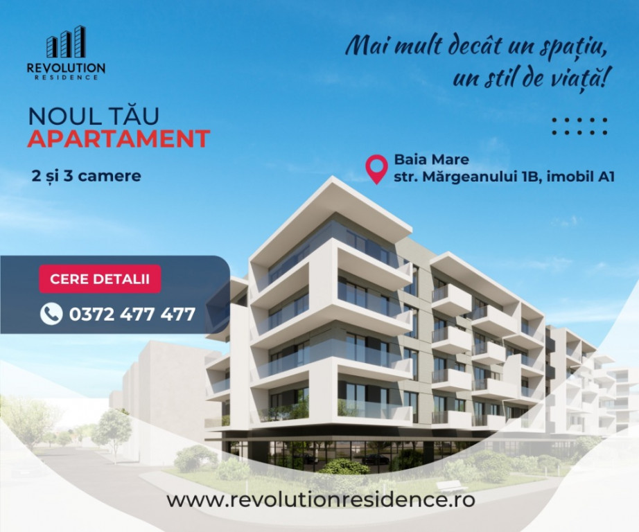 COMISION 0% - Apartamente 2 si 3 camere - Margeanului 1B-A1, Baia Mare