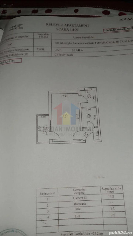 POSIBILITATE RATE Garsoniera Bariera, zona foarte buna