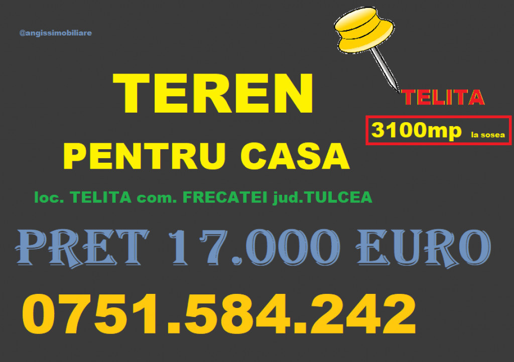 TEREN pentru CASA sat TELITA com FRECATEI