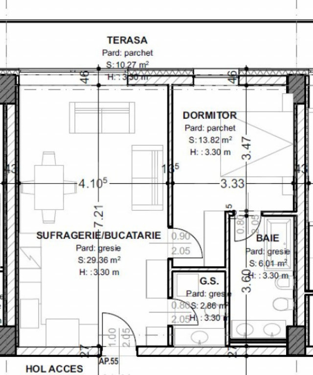 Apartament de vanzare, cu 2 camere, 62 mp, terasă 10 mp, zo