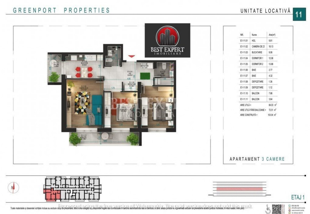 Apartament 3 camere decomandate-Zona Linistita/Parcare Bonus
