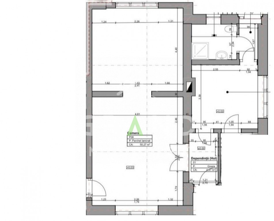 Spațiu versatil de închiriat,75mp,2 incaperi,1 baie,Andrei
