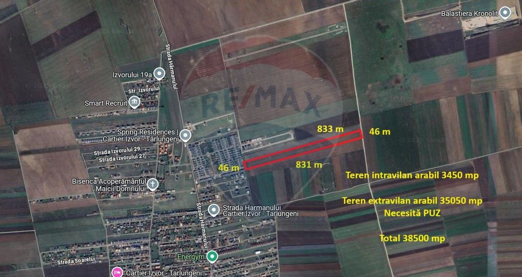 Teren 38.500 mp Tărlungeni / Strada Cartier Valea cu flori