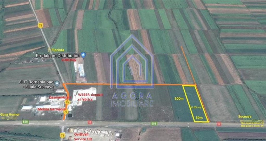 Teren 10.000 mp langa Weber si Vorona, DN E58 spre Gura Humo