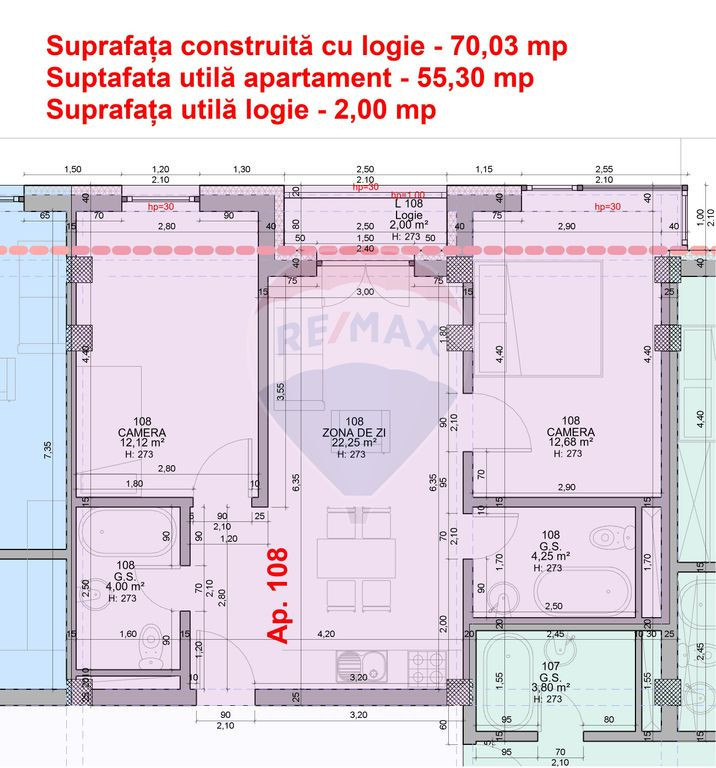 De vânzare Apartament cu 3 camere 55. mp utili Ultracent...