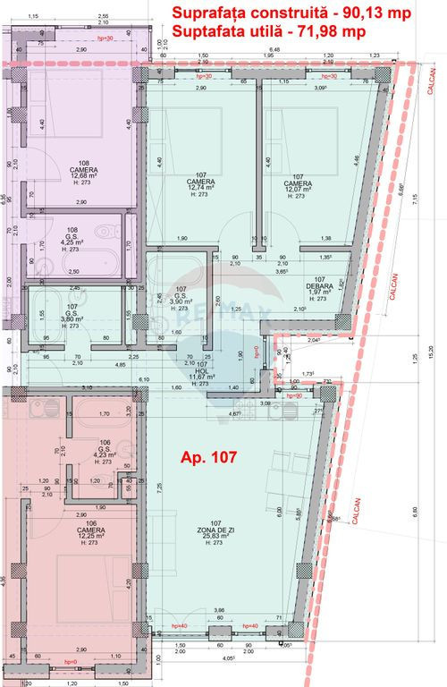 De vânzare Apartament cu 3 camere 72 mp utili Ultracentr...