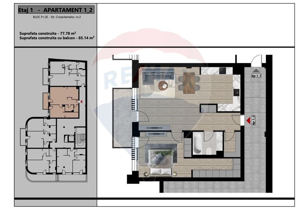 De vânzare Apartament cu 2 camere 66 mp utili zona Dacia...