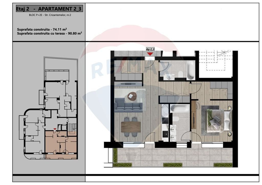 De Vânzare Apartament 2 camere 63 mpu zona Palatului Baroc