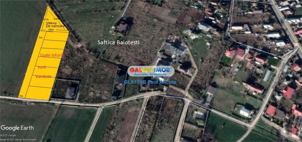 Teren Balotesti Saftica 1250 mp str Lacului cu utilitati apr