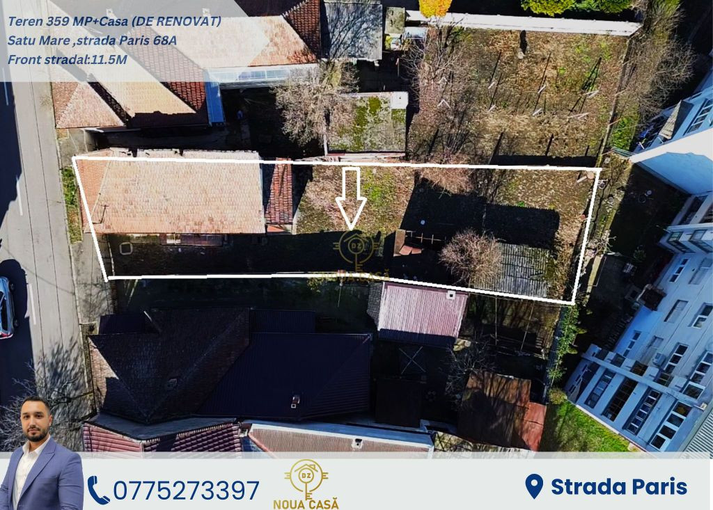 Teren 359MP Strada Paris+Casa care necesita Renovare sau ...