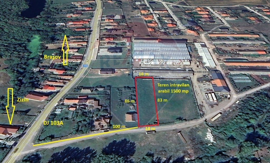 Teren intravilan, 1500 mp, Tărlungeni, DJ 103A